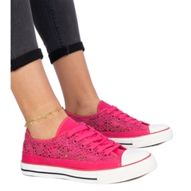 Pink women's openwork sneakers