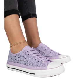 Violet openwork women's sneakers purple