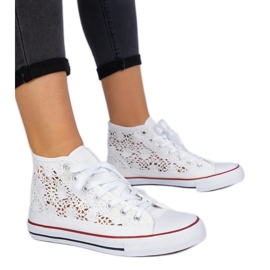 White openwork women's sneakers