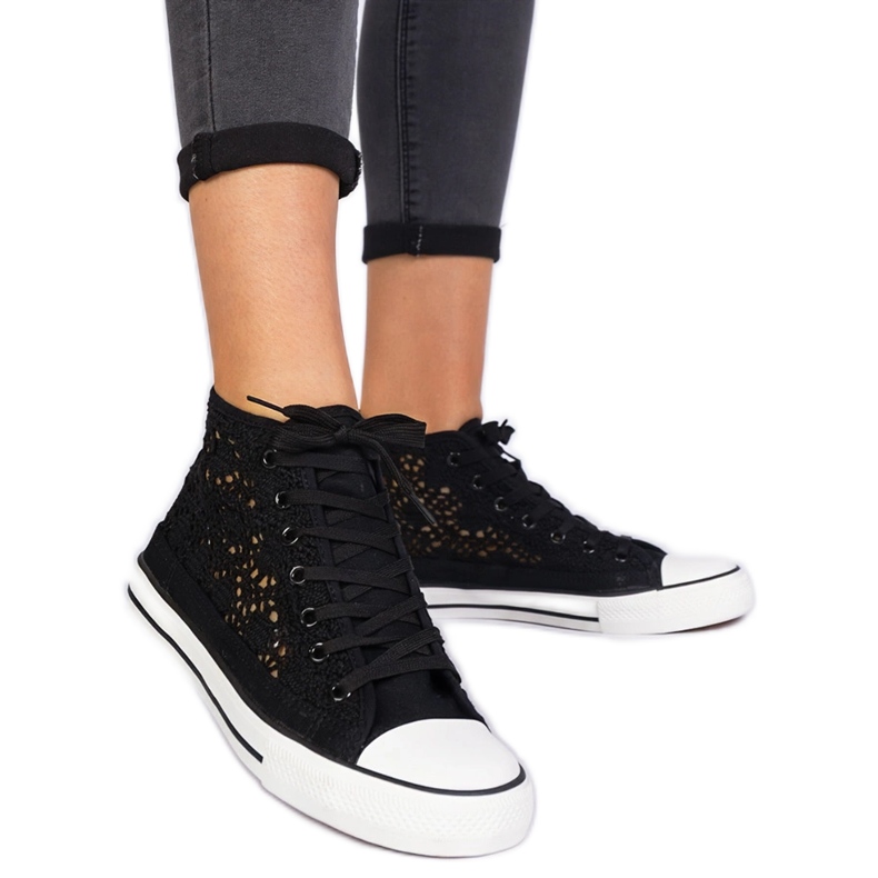 Black openwork women's sneakers Black openwork women's sneakers