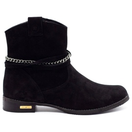 Olivier Black women's insulated boots with a chain Luna