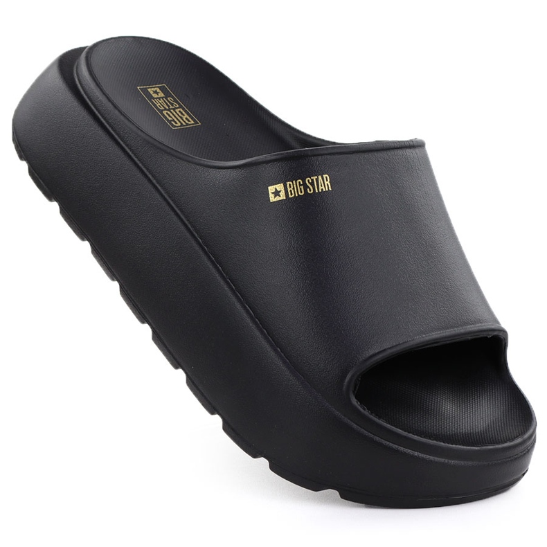 Women's sports flip flops on a thick sole black big star rr274a567