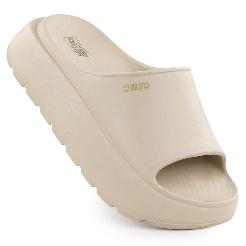 Women's sports flip flops on a thick sole beige Big Star RR274A569