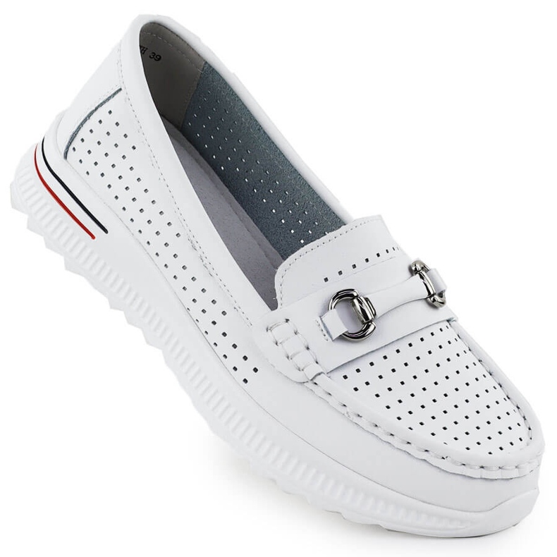 Openwork leather shoes, white Vinceza 95331 loafers Openwork leather shoes, white Vinceza 95331 loafers