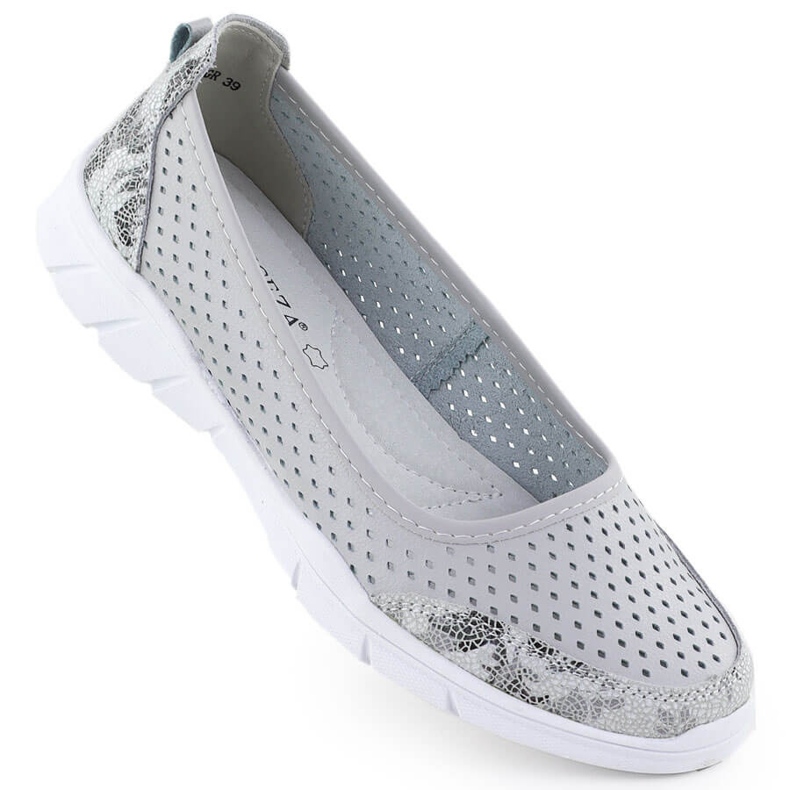 Leather Ballerinas Openwork Comfort Gray Vinceza 95323 grey Leather Ballerinas Openwork Comfort Gray Vinceza 95323 grey