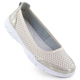 Leather Ballerinas Openwork Comfort Beige Vinceza 95323 Leather Ballerinas Openwork Comfort Beige Vinceza 95323