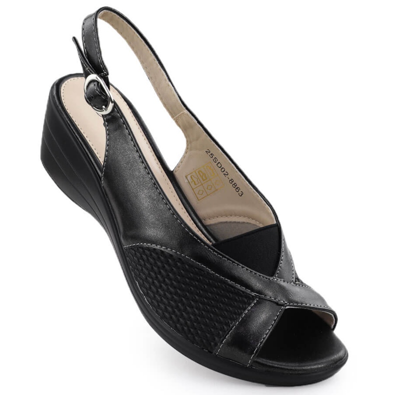 Women's sandals on wedges comfortable Black Evento 8863