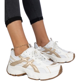 スニーカー GOLDEN  Women Sneakers GWF00230F00524982514 Beige Women's Stardan in ecru nappa leather with gold glitter star