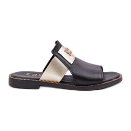 Elegant natural leather flip flops Zazoo 40423 black Elegant natural leather flip flops Zazoo 40423 black