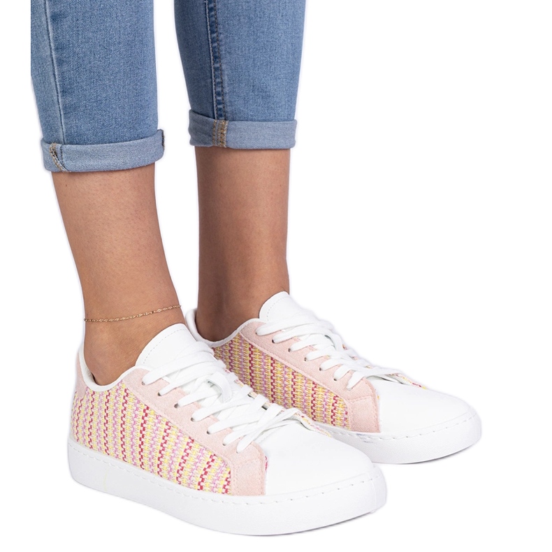 Pink women's material sneakers Pink women's material sneakers