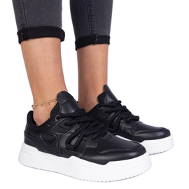 Black women's sneakers with thick laces
