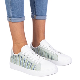 Green women's material sneakers Green women's material sneakers