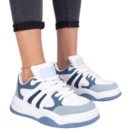 Blue women's sneakers with massive lacing Blue women's sneakers with massive lacing