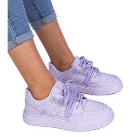 Violet women's sports sneakers from eco -leather purple
