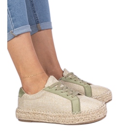 Green women's lace -up espadrilles