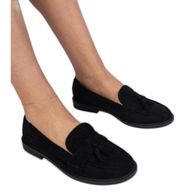 Black women's loafers from Ekozamsz with fringes