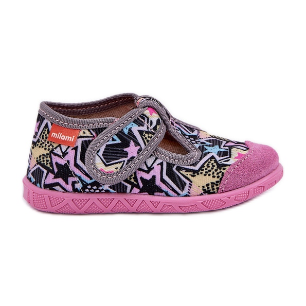 Children's slippers in gray-pink Velcro grey