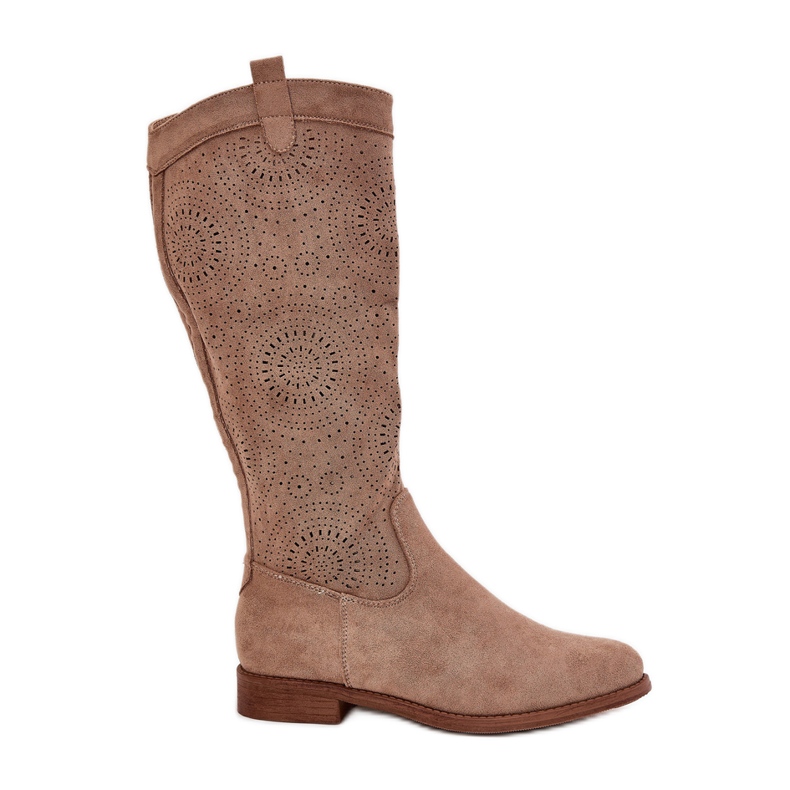 S.Barski Boots with an openwork flat heel upper S. Barski HY51-860 beige