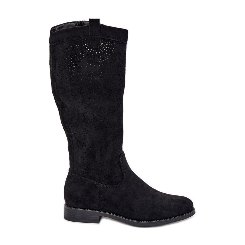 S.Barski Boots with an openwork flat-heeled upper S. Barski HY51-860 black S.Barski Boots with an openwork flat-heeled upper S. Barski HY51-860 black
