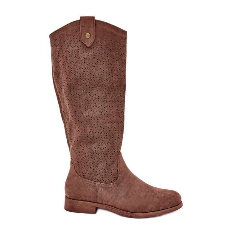 Flat-heeled boots with an openwork pattern s.barski HY51-062 brown
