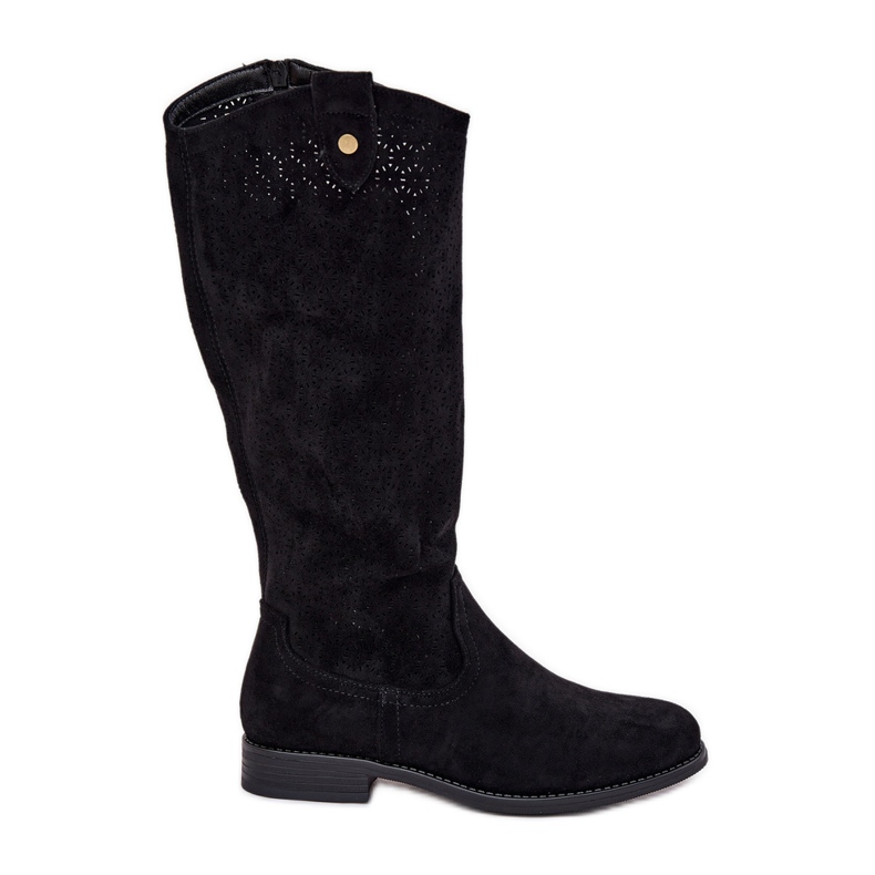 Flat-heeled boots with an openwork pattern s.barski HY51-062 Black