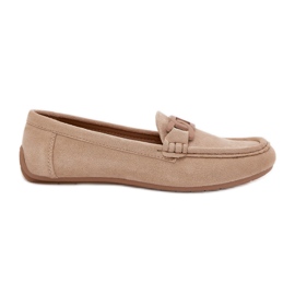 Women's eco suede loafers with decoration beige Women's eco suede loafers with decoration beige