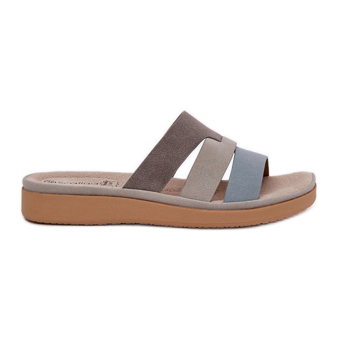 Comfortable beige-blue women's slippers
