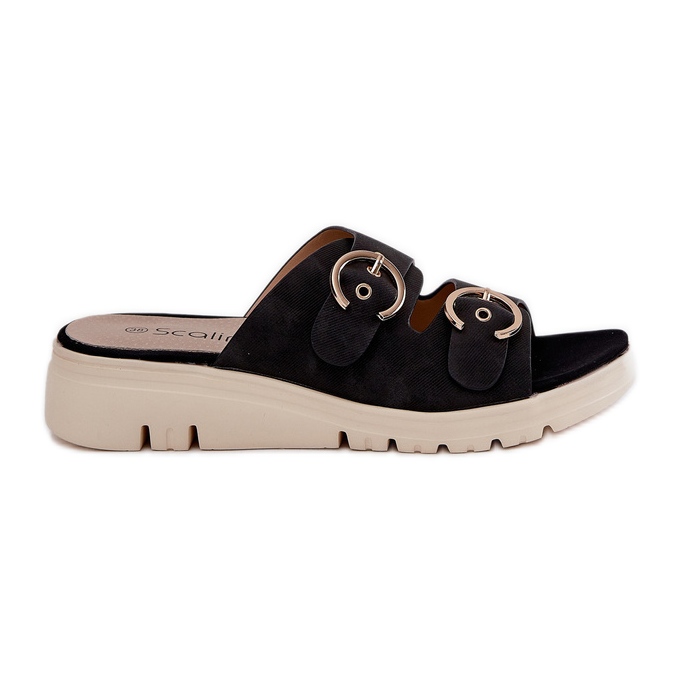 Lightweight women's wedges with black buckles Lightweight women's wedges with black buckles