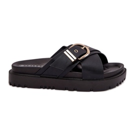 Slippers on the platform with a black buckle