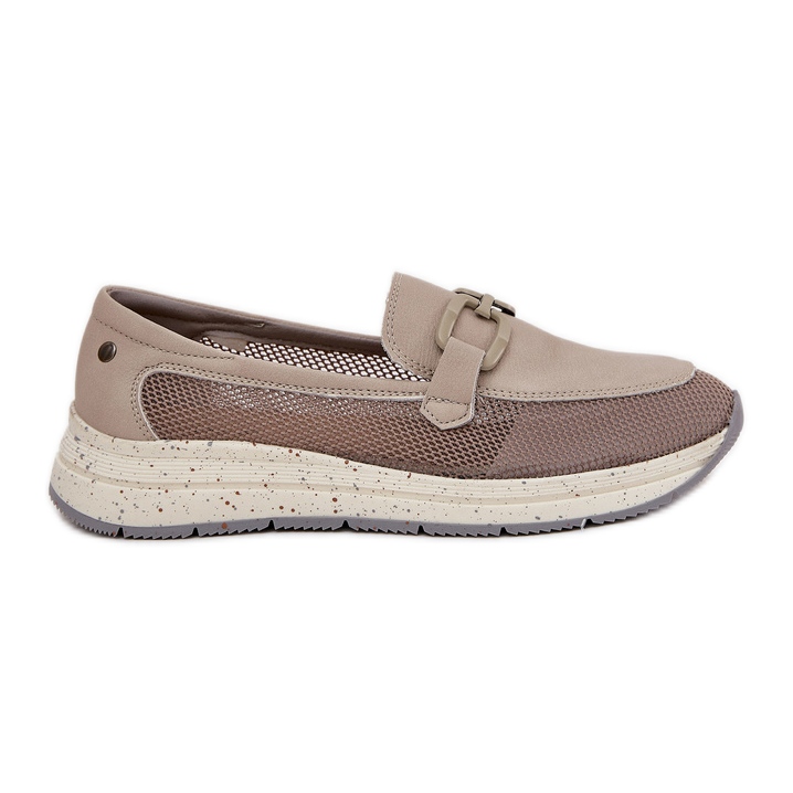 S.Barski Women's leather loafers D&amp;A TW210 gray grey