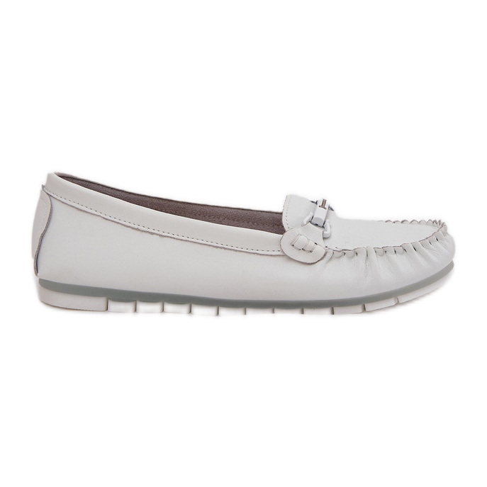 S.Barski Flat leather loafers with an ornament of S. Barski LR51-547 White