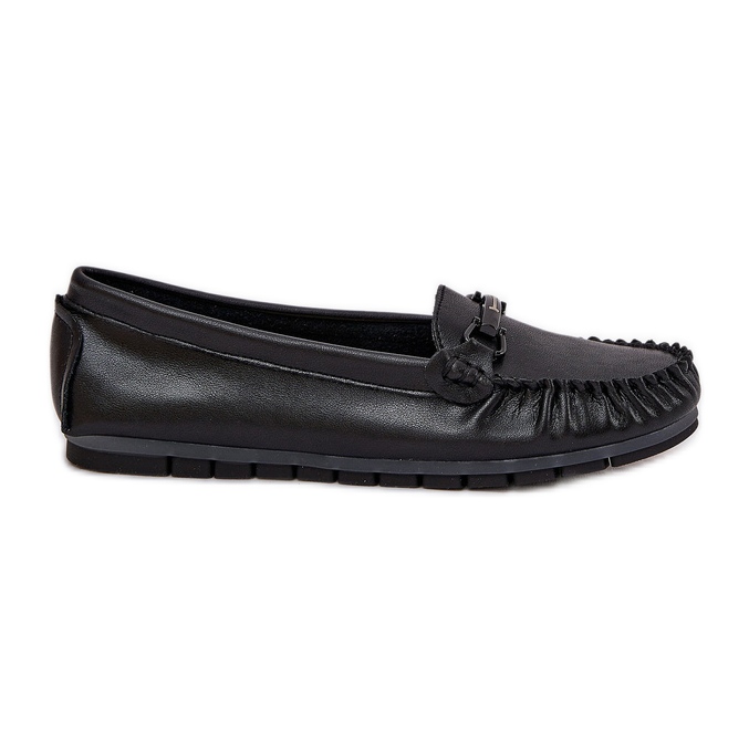 S.Barski Flat leather loafers with an ornament of S. Barski LR51-547 black