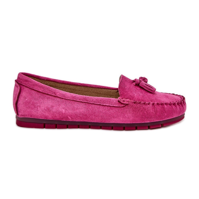 S.Barski Women's flat classic suede moccasins S. Barski LR51-548 FUKSJA pink S.Barski Women's flat classic suede moccasins S. Barski LR51-548 FUKSJA pink