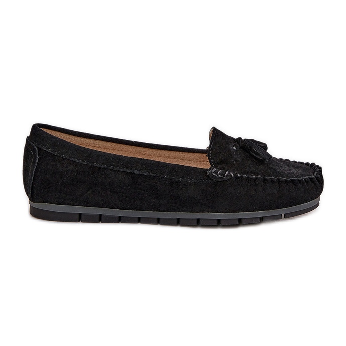Women's flat classic suede moccasins s.barski LR51-548 black Women's flat classic suede moccasins s.barski LR51-548 black