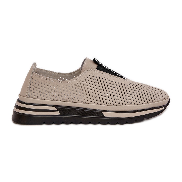 S.Barski Slocked women's shoes made of natural leather S. Barski LR51-672 beige