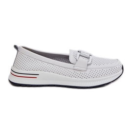 S.Barski Women's leather loafers on the platform S. Barski LR51-556 White