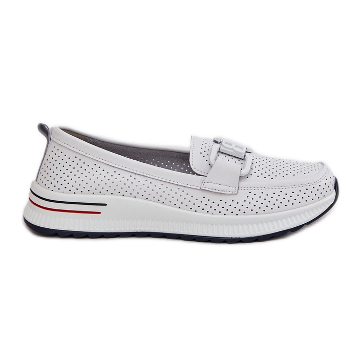 S.Barski Women's leather loafers on the platform S. Barski LR51-556 White