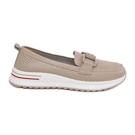 S.Barski Women's leather loafers on the platform S. Barski LR51-556 beige