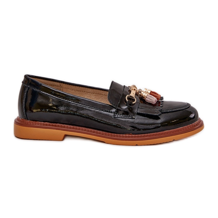S.Barski Painted leather elegant flat-heeled loafers S. Barski LR51-768A black S.Barski Painted leather elegant flat-heeled loafers S. Barski LR51-768A black