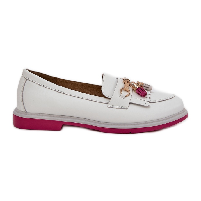 S.Barski Leather elegant flat-heeled loafers S. Barski LR51-768 White S.Barski Leather elegant flat-heeled loafers S. Barski LR51-768 White