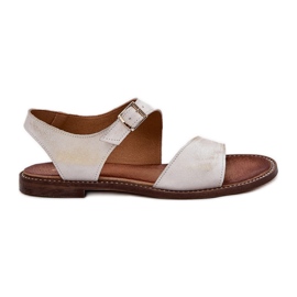 Leather flat women's sandals Zazoo 3014 zloty wiped golden