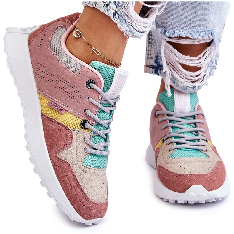 Women's big star sneakers pink-beige