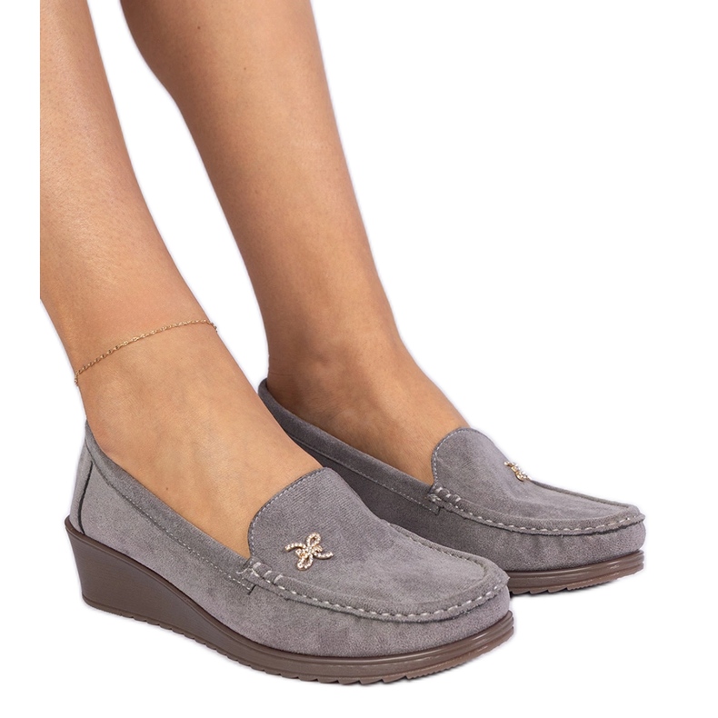 Gray Women's Moccasins for an wedge of ecozamsz grey