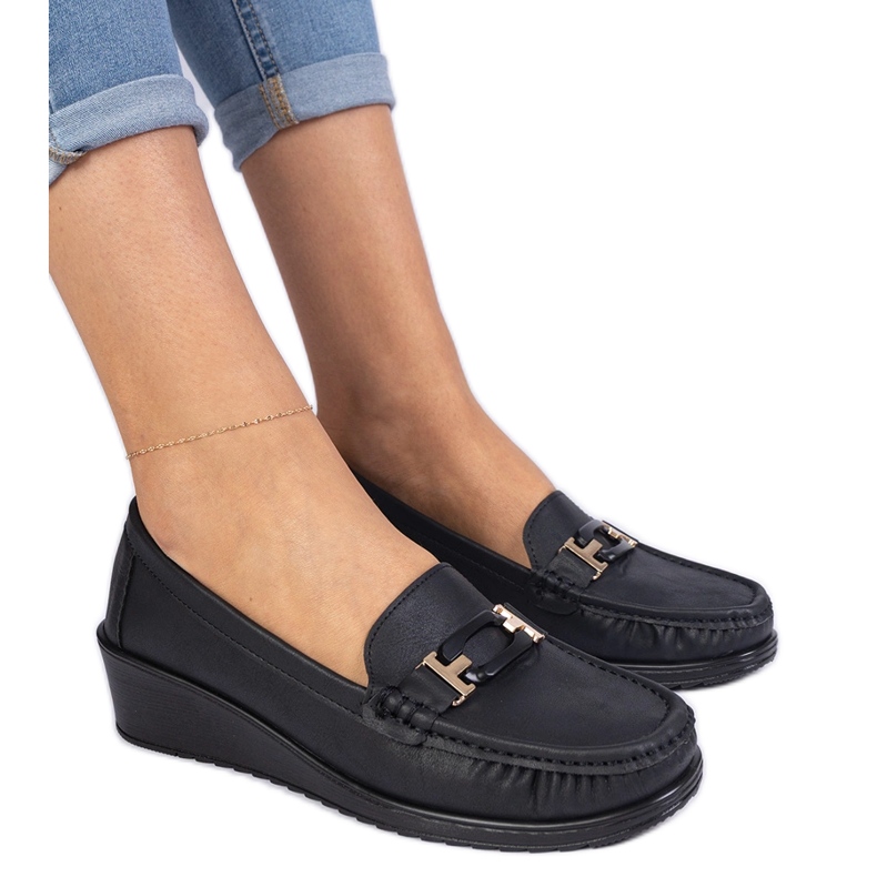 Black Women's Moccasins on ancient wedge