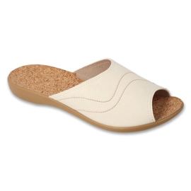 Befado women's slippers PU 254D165 Cork insert beige