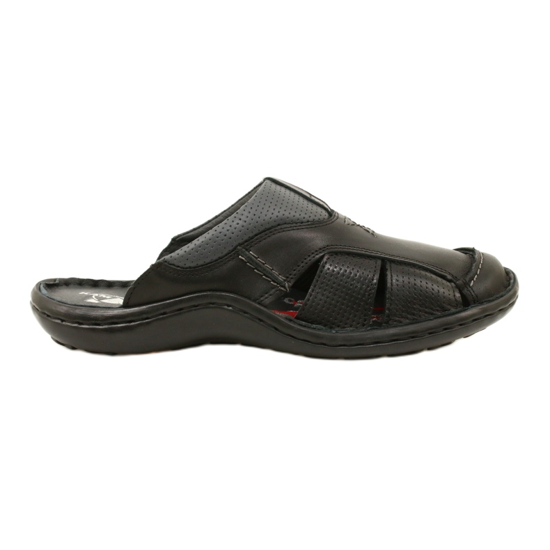 Kampol Men's leather flip-flops 224KAM black