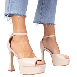 Beige high-heeled sandals