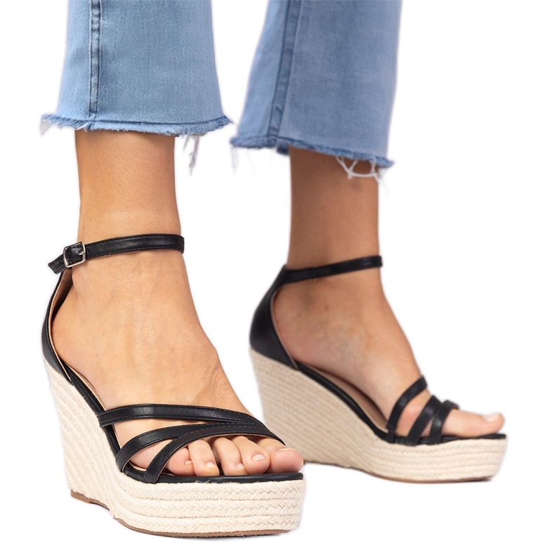 Black sandals espadrilles on wedge Black sandals espadrilles on wedge