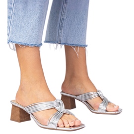 Silver elegant flip flops on the block Silver elegant flip flops on the block