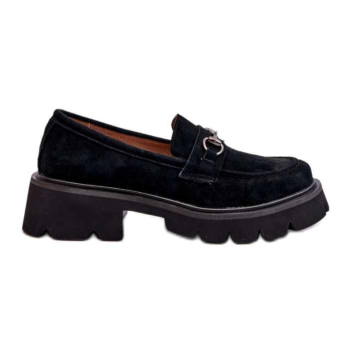 Vinceza Women's leather loafers black suede black